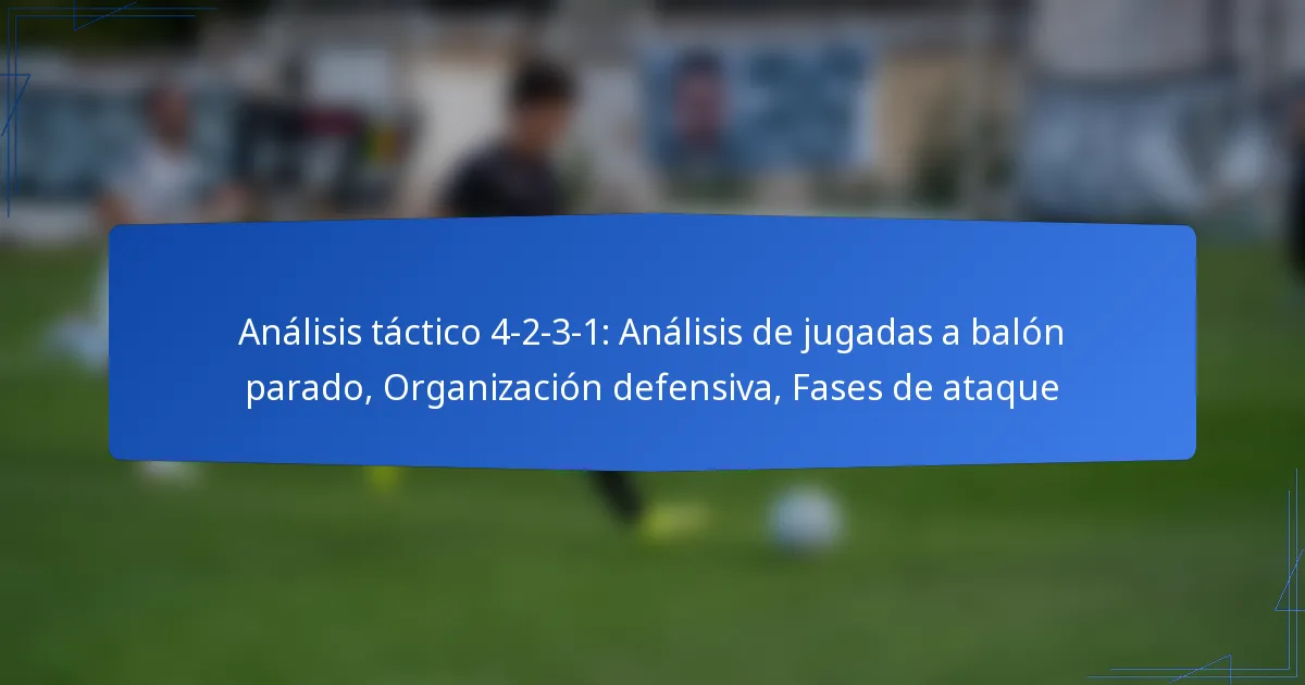 Análisis táctico 4-2-3-1: Análisis de jugadas a balón parado, Organización defensiva, Fases de ataque